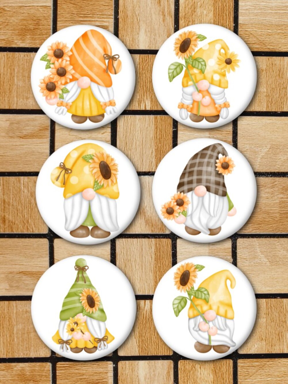 Sunflower Gnome Fridge Magnets Set Of 6 Metal Magnets For Home Office Kitchen